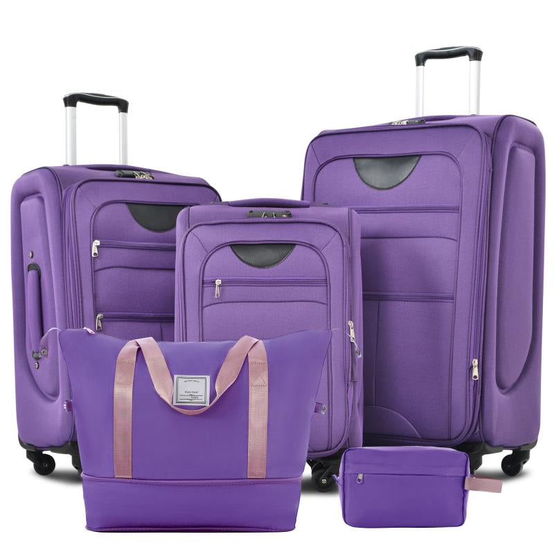 Softside Expandable 3-Piece Luggage Set with Luggage Bag, Upright Rotating Soft Shell, Lightweight Travel Luggage Set, Soft Edge Design, No Hard Edges, Can Be Flattened, Saving Storage Space Durable Luggagesets
