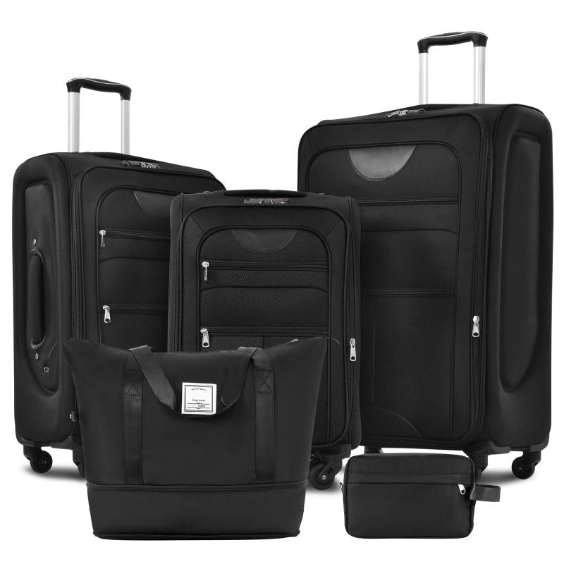 Softside Expandable 3-Piece Luggage Set with Luggage Bag, Upright Rotating Soft Shell, Lightweight Travel Luggage Set, Soft Edge Design, No Hard Edges, Can Be Flattened, Saving Storage Space Durable Luggagesets