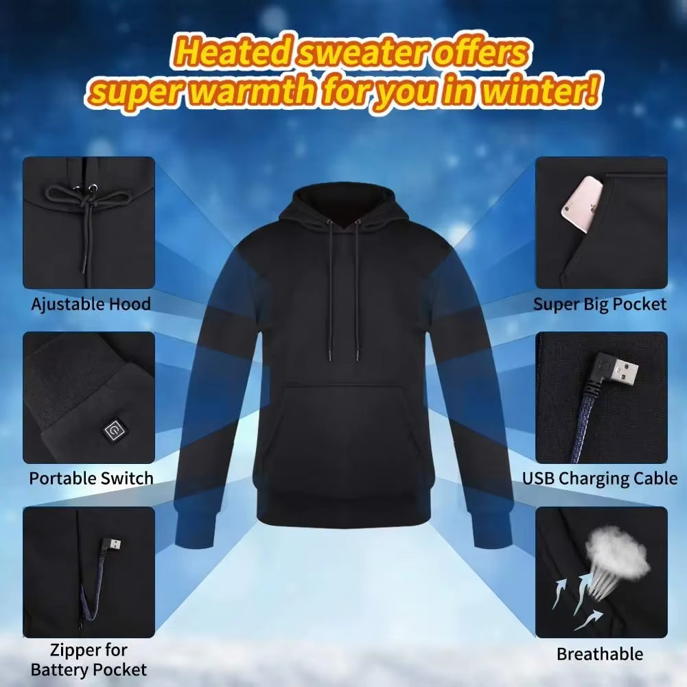 USB Heated Vintage Gothic Hoodie for Women and Men - Long Sleeve Streetwear Loose Coat and Harajuku Sweatshirt