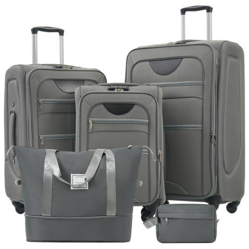 Softside Expandable 3-Piece Luggage Set with Luggage Bag, Upright Rotating Soft Shell, Lightweight Travel Luggage Set, Soft Edge Design, No Hard Edges, Can Be Flattened, Saving Storage Space Durable Luggagesets