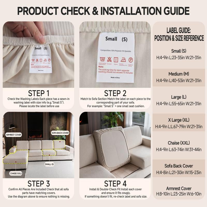 Upgraded All-Season Elastic Sofa Cushion Cover, a Simple and Modern Non-Slip Sofa Slipcover, Suitable for L-Shaped Sofas and 1, 2, 3, 4-Seater Sofas as a Living Room Sofa Protector
