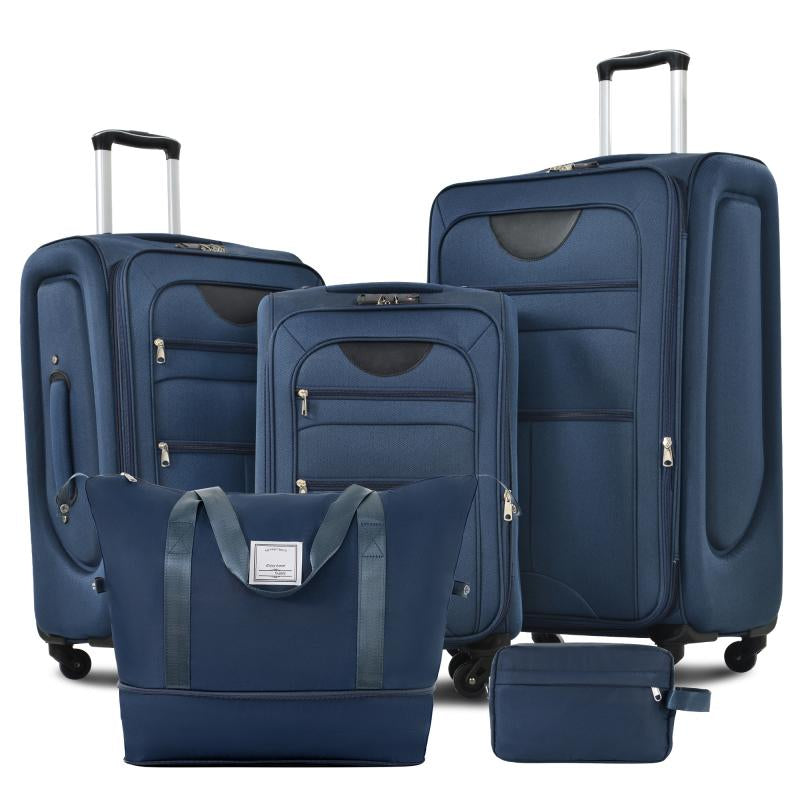 Softside Expandable 3-Piece Luggage Set with Luggage Bag, Upright Rotating Soft Shell, Lightweight Travel Luggage Set, Soft Edge Design, No Hard Edges, Can Be Flattened, Saving Storage Space Durable Luggagesets