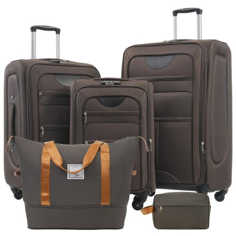 Softside Expandable 3-Piece Luggage Set with Luggage Bag, Upright Rotating Soft Shell, Lightweight Travel Luggage Set, Soft Edge Design, No Hard Edges, Can Be Flattened, Saving Storage Space Durable Luggagesets