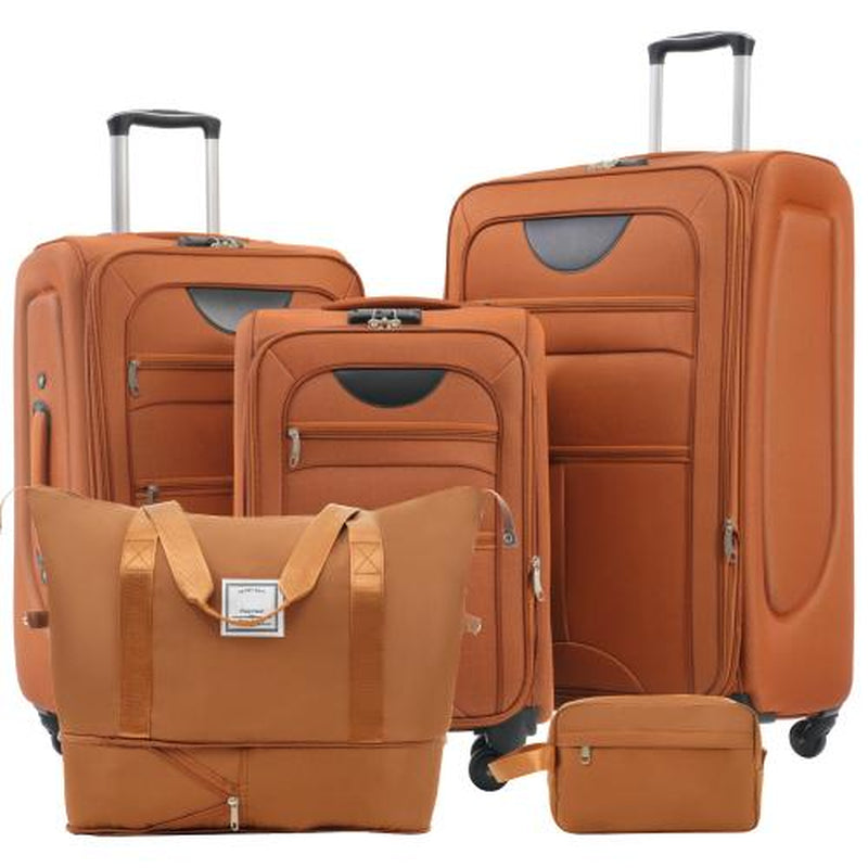 Softside Expandable 3-Piece Luggage Set with Luggage Bag, Upright Rotating Soft Shell, Lightweight Travel Luggage Set, Soft Edge Design, No Hard Edges, Can Be Flattened, Saving Storage Space Durable Luggagesets