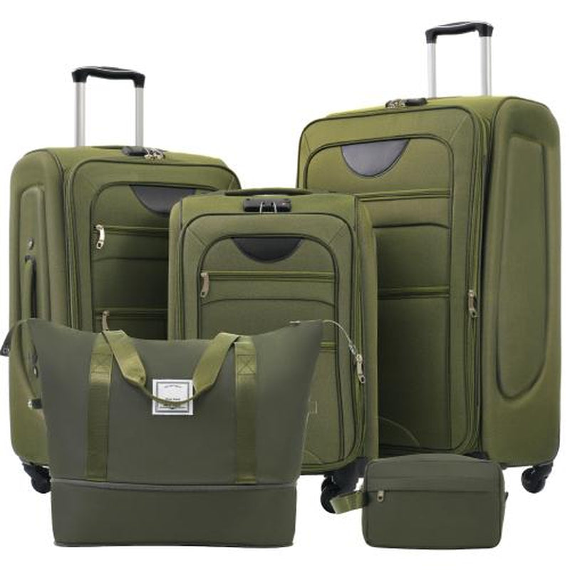 Softside Expandable 3-Piece Luggage Set with Luggage Bag, Upright Rotating Soft Shell, Lightweight Travel Luggage Set, Soft Edge Design, No Hard Edges, Can Be Flattened, Saving Storage Space Durable Luggagesets
