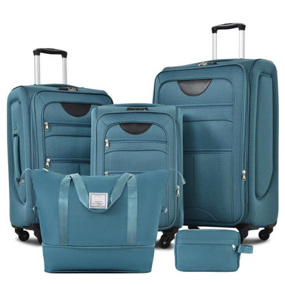 Softside Expandable 3-Piece Luggage Set with Luggage Bag, Upright Rotating Soft Shell, Lightweight Travel Luggage Set, Soft Edge Design, No Hard Edges, Can Be Flattened, Saving Storage Space Durable Luggagesets