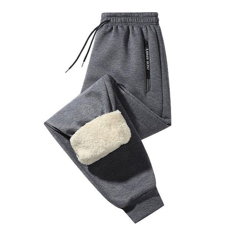 Men'S 2-Piece Winter Fleece-Lined Thermal Sweatpants, Outdoor Sports Fashion Versatile Casual Pants