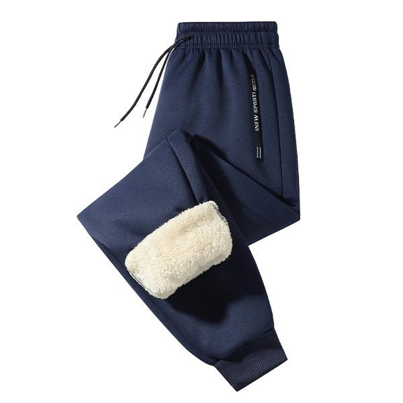 Men'S 2-Piece Winter Fleece-Lined Thermal Sweatpants, Outdoor Sports Fashion Versatile Casual Pants