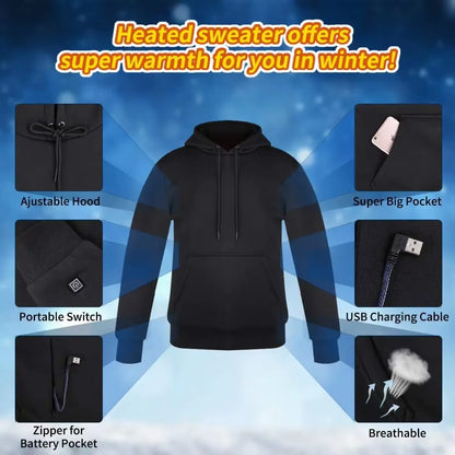 USB Heated Vintage Gothic Hoodie for Women and Men - Long Sleeve Streetwear Loose Coat and Harajuku Sweatshirt