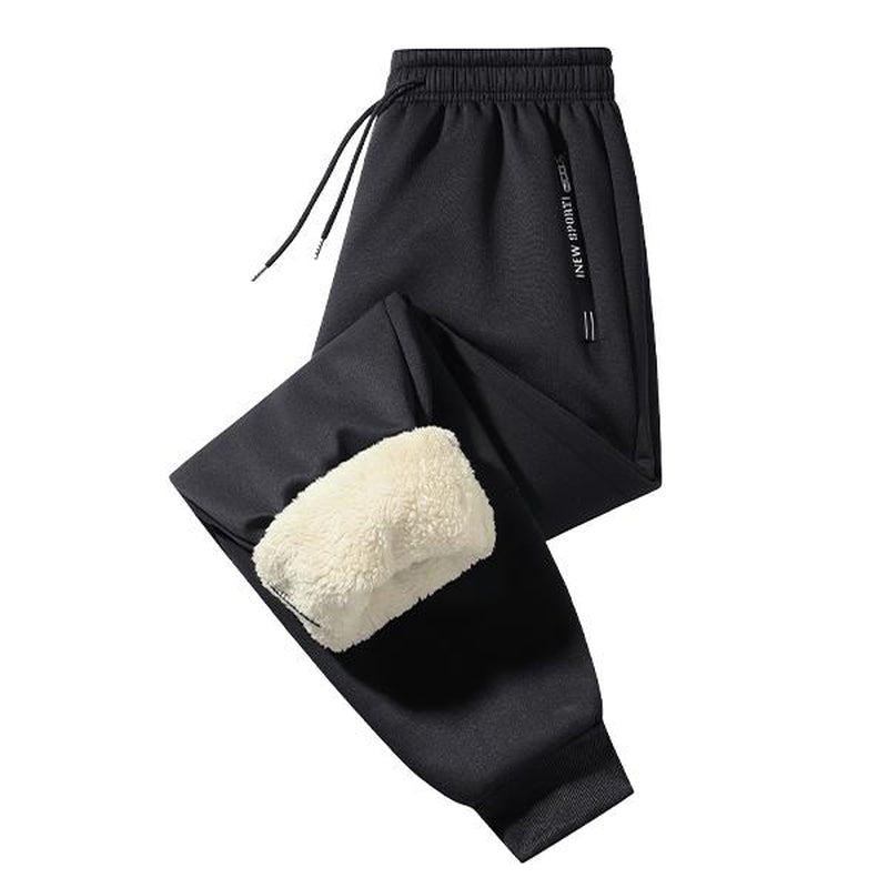 Men'S 2-Piece Winter Fleece-Lined Thermal Sweatpants, Outdoor Sports Fashion Versatile Casual Pants