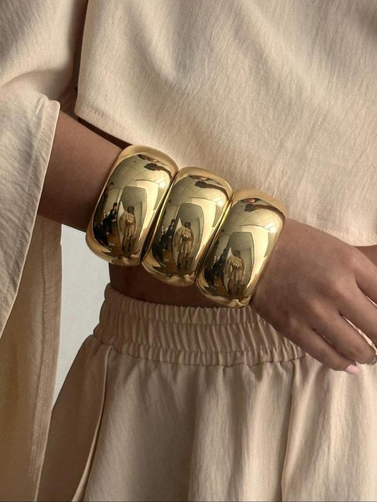Women'S Irregular Geometric Design Cuff Bangle, Fashion Jewelry for Party, Daily Clothing Decor, Trendy All-Match & Exquisite Jewelry for Birthday Gift