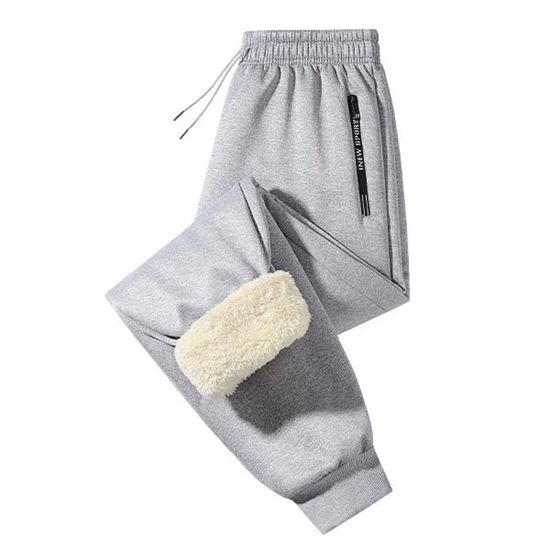Men'S 2-Piece Winter Fleece-Lined Thermal Sweatpants, Outdoor Sports Fashion Versatile Casual Pants