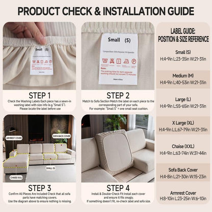 Upgraded All-Season Elastic Sofa Cushion Cover, a Simple and Modern Non-Slip Sofa Slipcover, Suitable for L-Shaped Sofas and 1, 2, 3, 4-Seater Sofas as a Living Room Sofa Protector