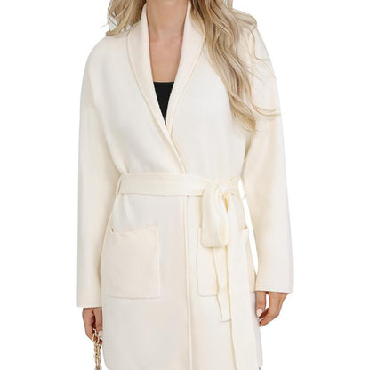 Totatuit Women'S Oversized Long Cardigan Sweater with Belt 2025 Fall Spring Open Front Knitwear with Pockets Elegant Fit Cozy Soft Fabric Casual Cute Solid Color Lapel Collar Two Pockets Knee-Length Super Soft Material Comfortable Everyday Wear