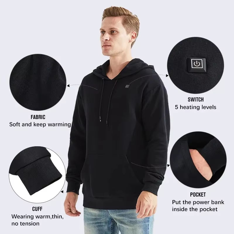USB Heated Vintage Gothic Hoodie for Women and Men - Long Sleeve Streetwear Loose Coat and Harajuku Sweatshirt