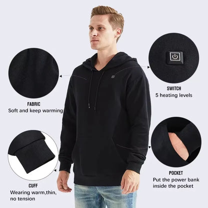 USB Heated Vintage Gothic Hoodie for Women and Men - Long Sleeve Streetwear Loose Coat and Harajuku Sweatshirt
